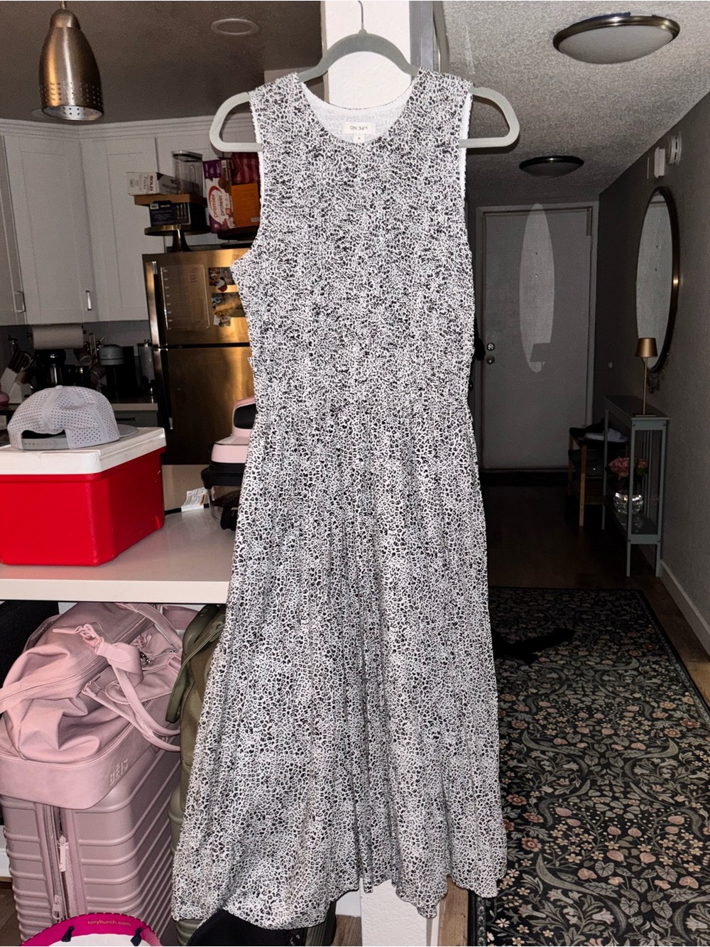 Macy's Black and White Sleeveless leopard Printed Midi Dress